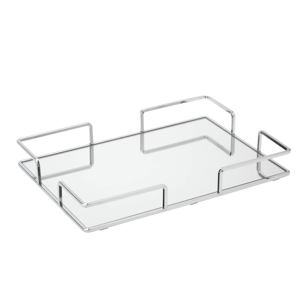 Home Details 15.75" Chrome Modern Square Mirror Vanity Tray